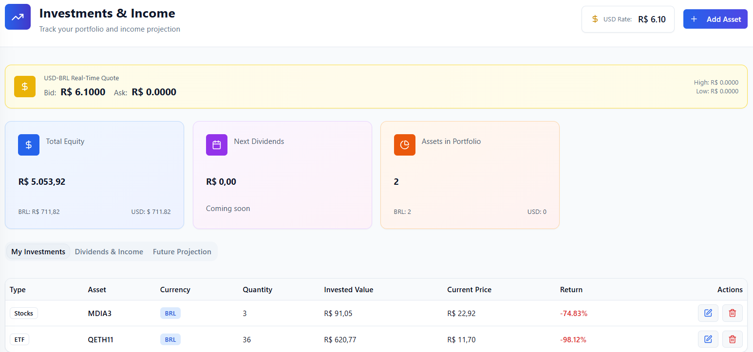 Isy (Investe Sempre System) investments screen